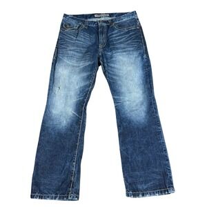 Express Jeans Mens 36x32 Kingston Classic Fit Boot Cut Blue Denim Distressed VTG